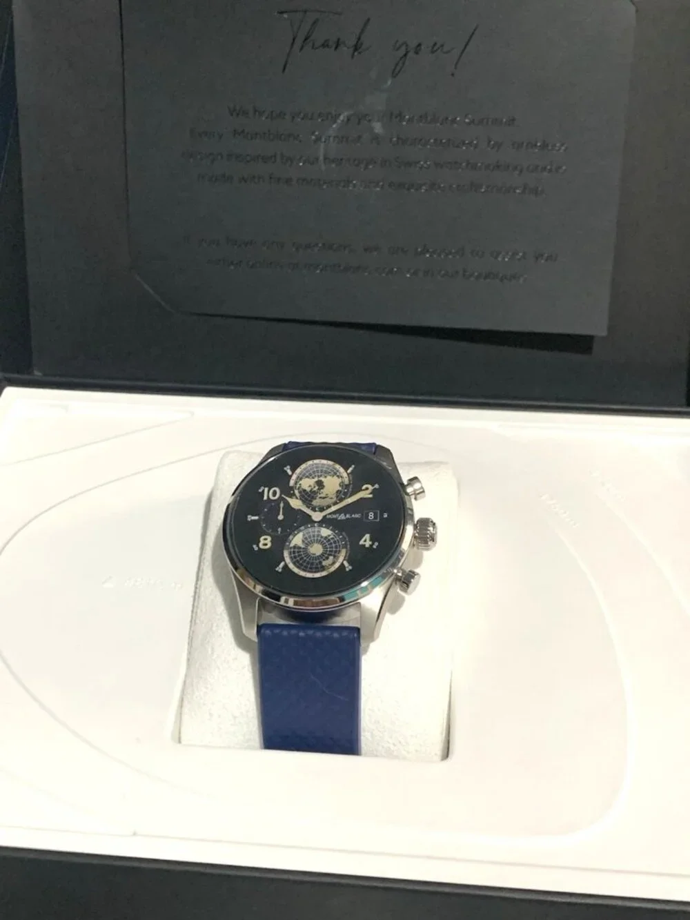 Montblanc Summit 3 Men's Watch Smartwatch Titanium Case Blue Rubber Strap 42mm
